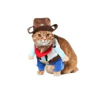 NEW Cowboy Costume Pet Size Small Cat Dog (10-20 lbs) Halloween Vibrant Life Hat